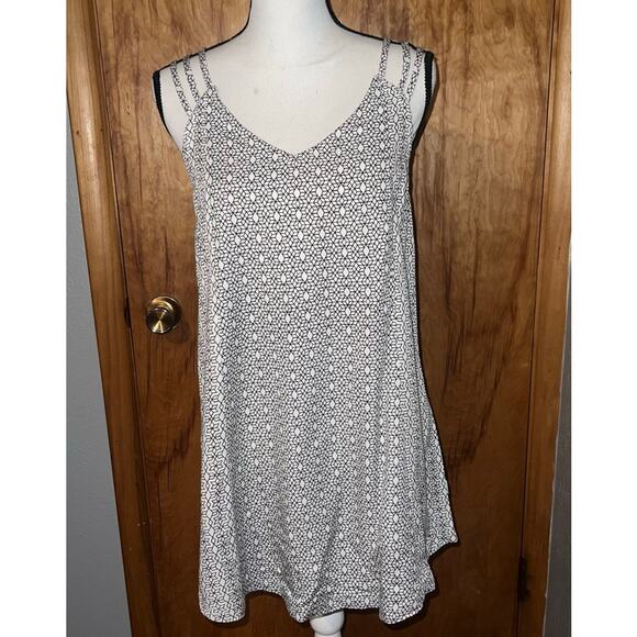 RVCA Strappy Blue and White Diamond Abstract Print Dress Size Small - Picture 1 of 10